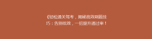 《轻松通关驾考,揭秘高效刷题技巧:告别低效,一招提升通过率!》