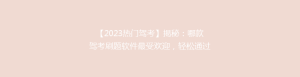 【2023热门驾考】揭秘:哪款驾考刷题软件最受欢迎,轻松通过考试的秘密!