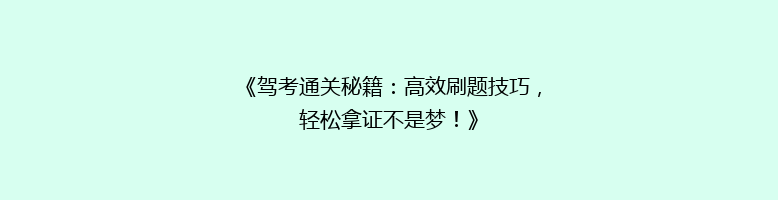 《驾考通关秘籍：高效刷题技巧，轻松拿证不是梦！》