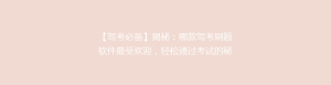 【驾考必备】揭秘:哪款驾考刷题软件最受欢迎,轻松通过考试的秘密!