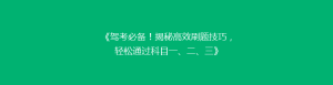 《驾考必备!揭秘高效刷题技巧,轻松通过科目一、二、三》