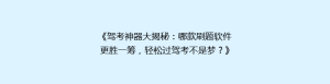 《驾考神器大揭秘:哪款刷题软件更胜一筹,轻松过驾考不是梦?》