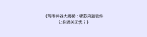 《驾考神器大揭秘:哪款刷题软件让你通关无忧?》