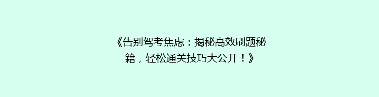 《告别驾考焦虑：揭秘高效刷题秘籍，轻松通关技巧大公开！》