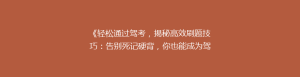 《轻松通过驾考,揭秘高效刷题技巧:告别死记硬背,你也能成为驾驶高手!》