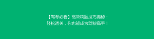 【驾考必看】高效刷题技巧揭秘:轻松通关,你也能成为驾驶高手!