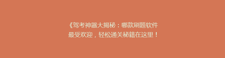 《驾考神器大揭秘：哪款刷题软件最受欢迎，轻松通关秘籍在这里！》