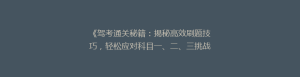 《驾考通关秘籍:揭秘高效刷题技巧,轻松应对科目一、二、三挑战!》