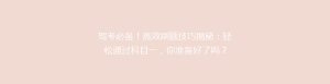 驾考必备!高效刷题技巧揭秘:轻松通过科目一,你准备好了吗?
