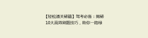【轻松通关秘籍】驾考必备：揭秘10大高效刷题技巧，助你一路绿灯！