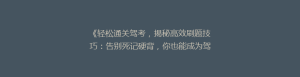 《轻松通关驾考,揭秘高效刷题技巧:告别死记硬背,你也能成为驾驶高手!》