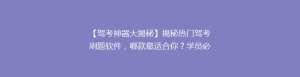 【驾考神器大揭秘】揭秘热门驾考刷题软件,哪款最适合你?学员必备!