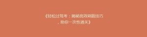 《轻松过驾考:揭秘高效刷题技巧,助你一次性通关》