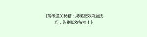 《驾考通关秘籍:揭秘高效刷题技巧,告别低效备考!》