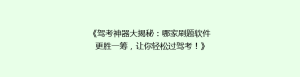 《驾考神器大揭秘：哪家刷题软件更胜一筹，让你轻松过驾考！》