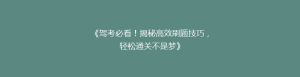 《驾考必看!揭秘高效刷题技巧,轻松通关不是梦》
